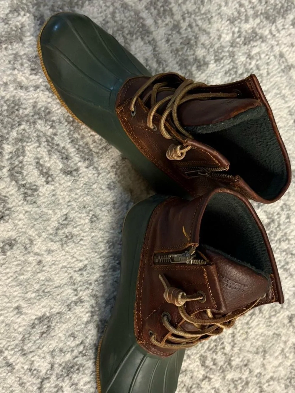 Size 5 Womens Sperry Brown & Green Duck Boots